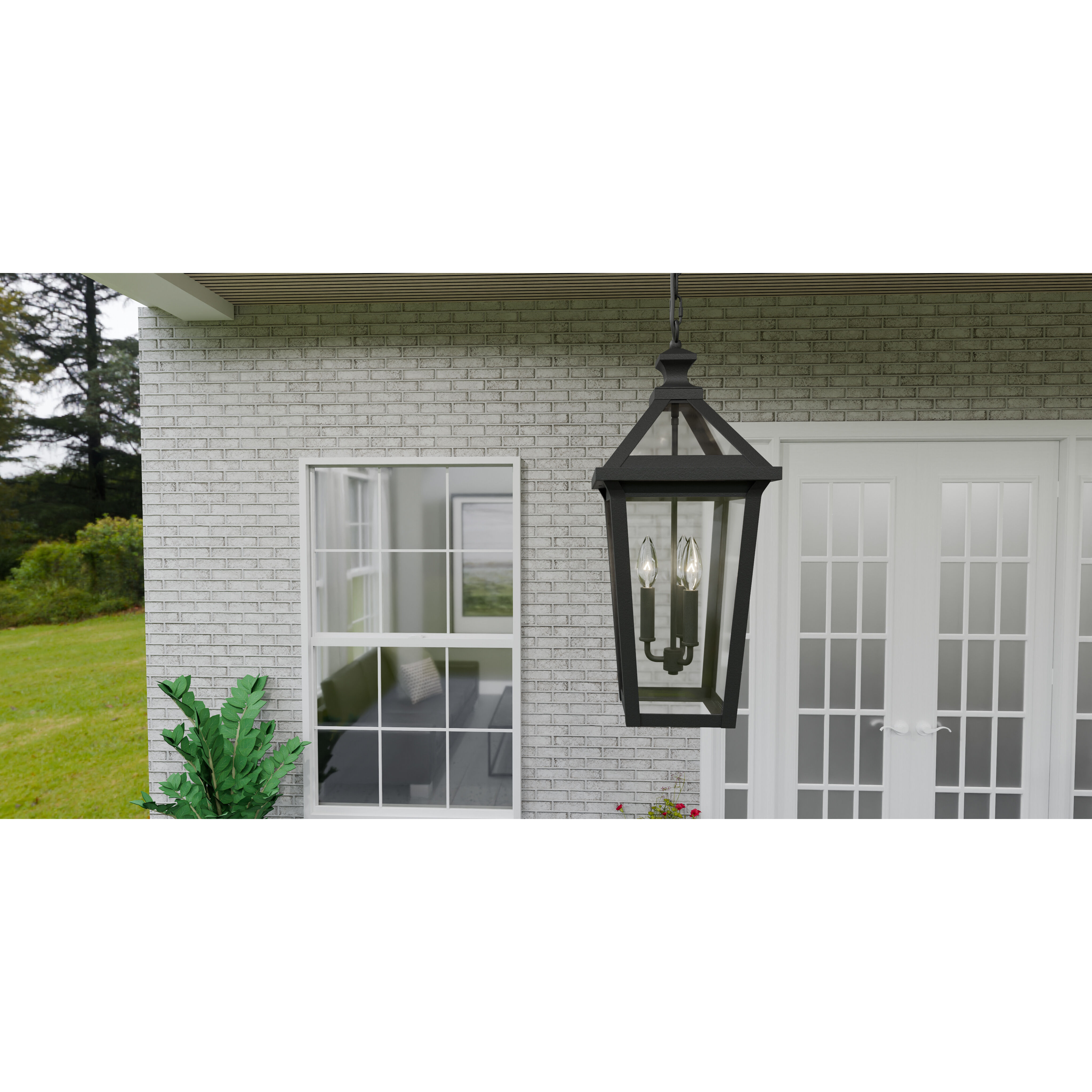 Boulevard 3 Light 9.5 inch Matte Black Outdoor Hanging Lantern, Large