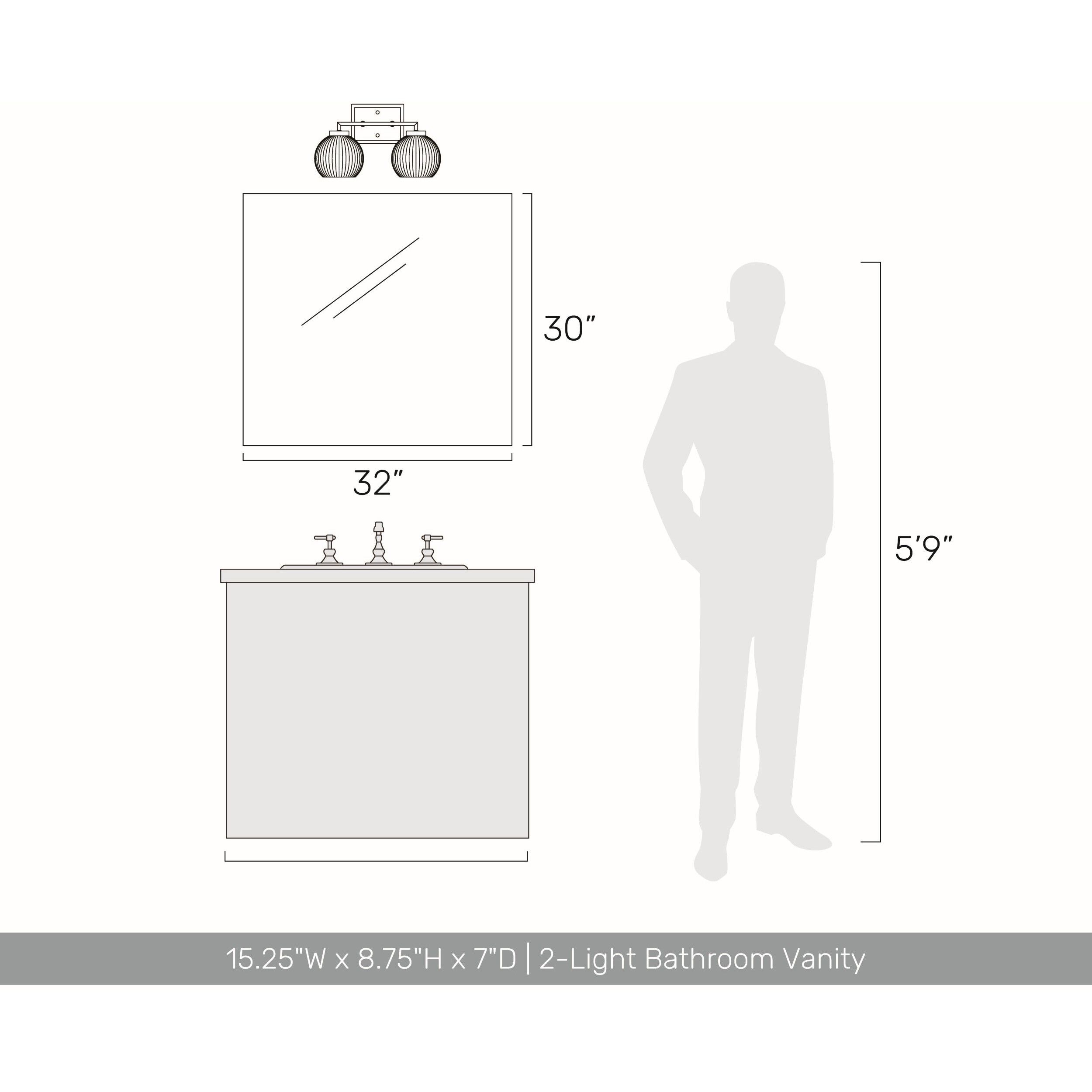 Yep Elliott Vanity Wall Light in Pewter, Clear Glass