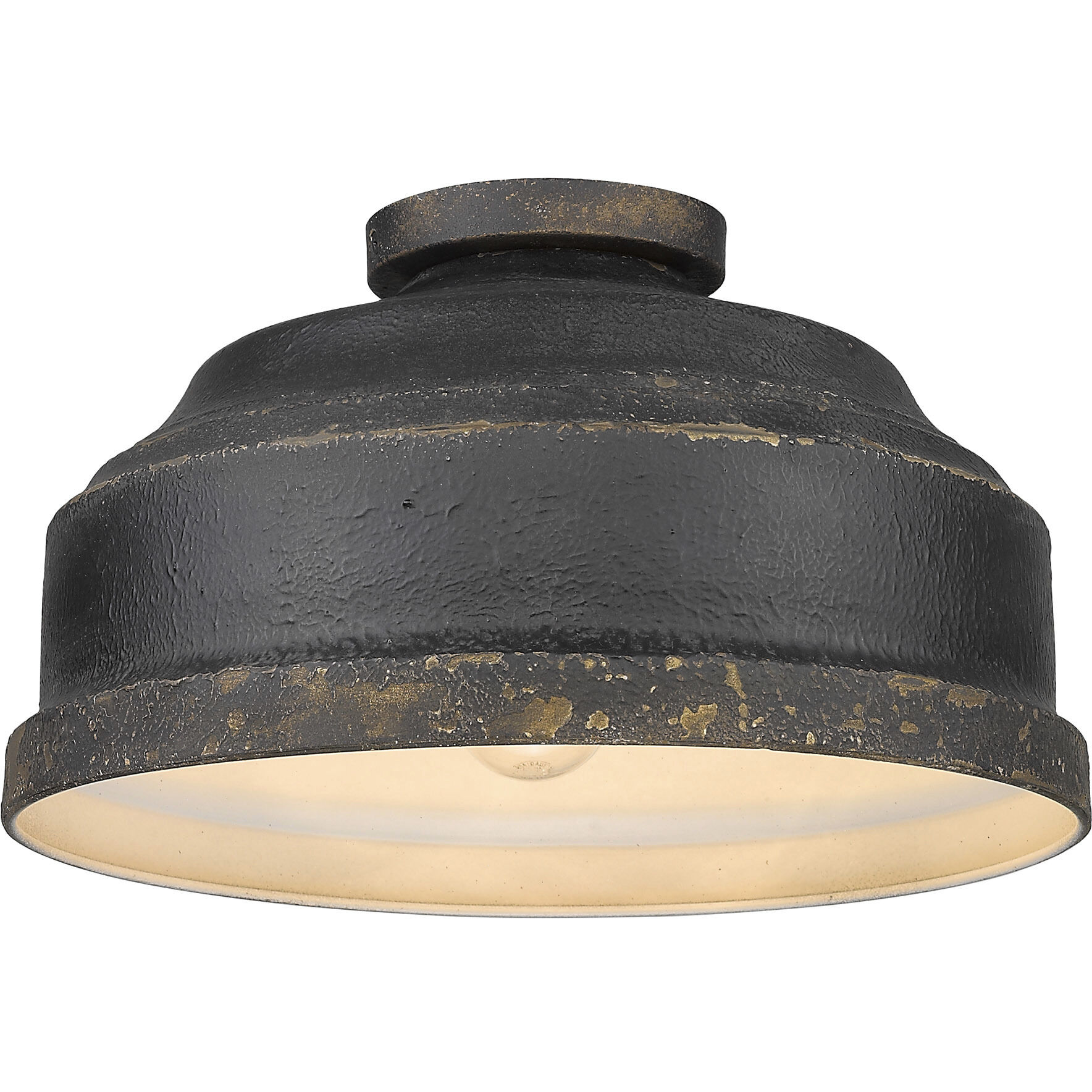 Keating 3 Light 13.75 inch Antique Black Iron Flush Mount Ceiling Light