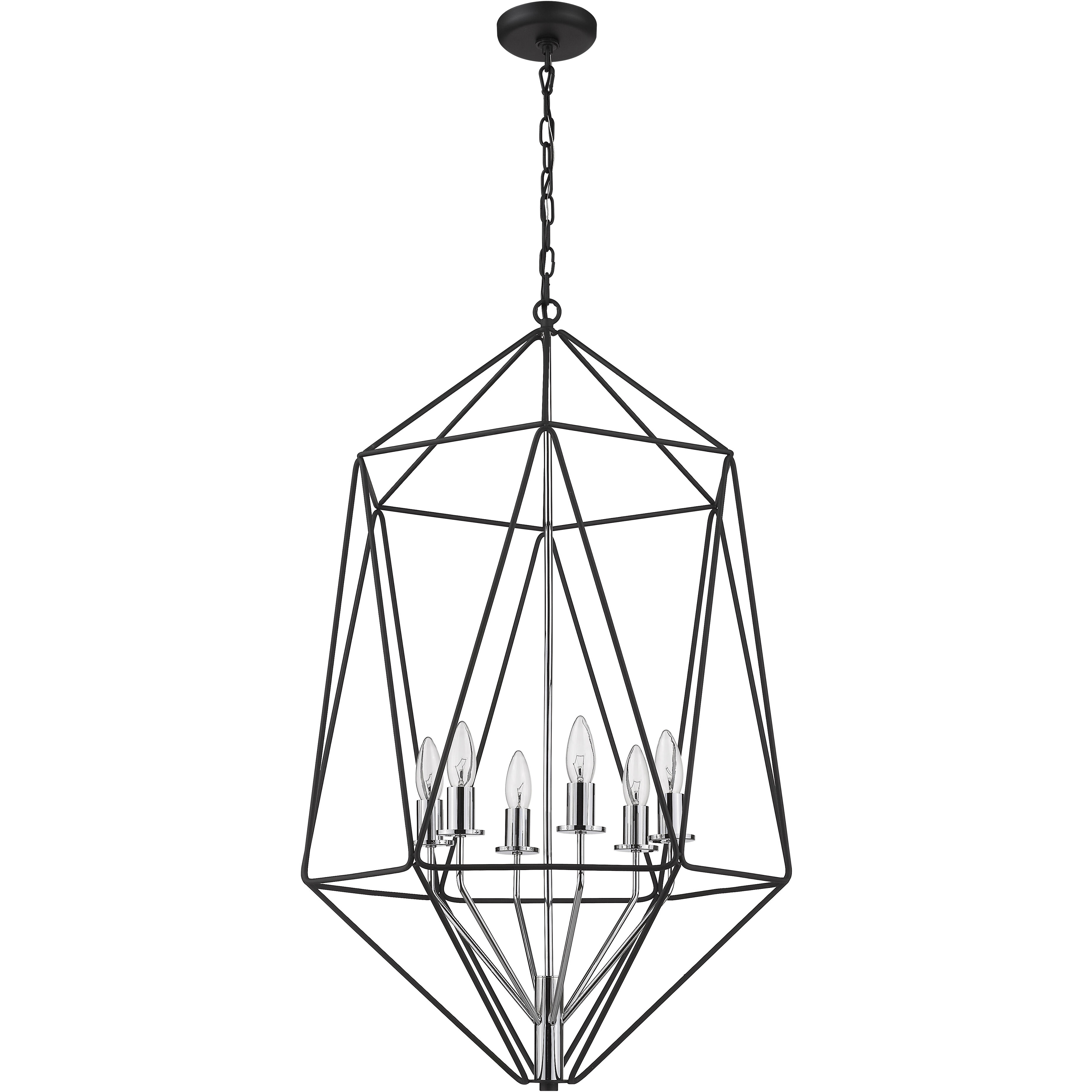 Geo 6 Light 21.5 inch Matte Black and Chrome Chandelier Ceiling Light