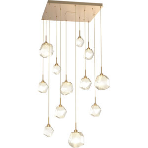 Gem LED Novel Brass Chandelier Ceiling Light, Square Multi-Port