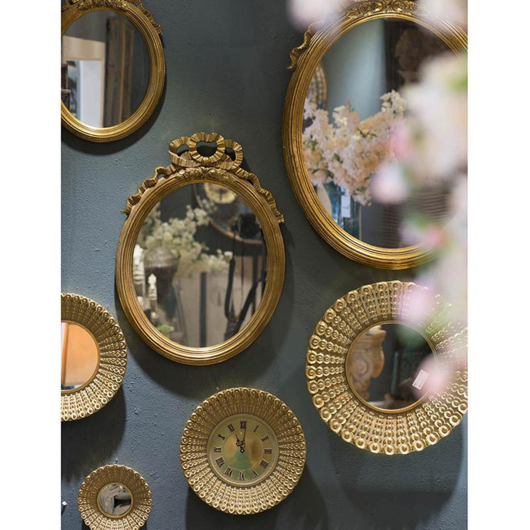 Aubrey 14 X 14 inch Distressed Gold Wall Mirror