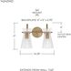 Mila 2 Light 14 inch Aged Brass Vanity Light Wall Light