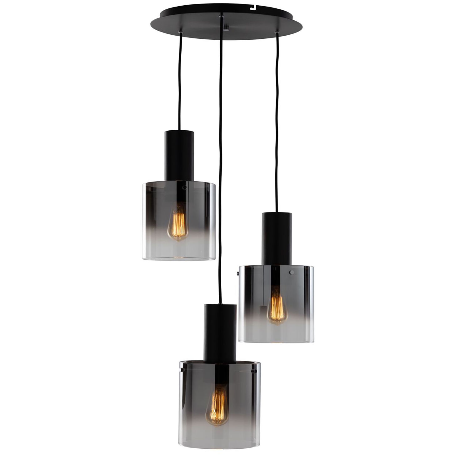 Henley LED 19.75 inch Satin Black and Smoke Glass Chandelier Ceiling Light