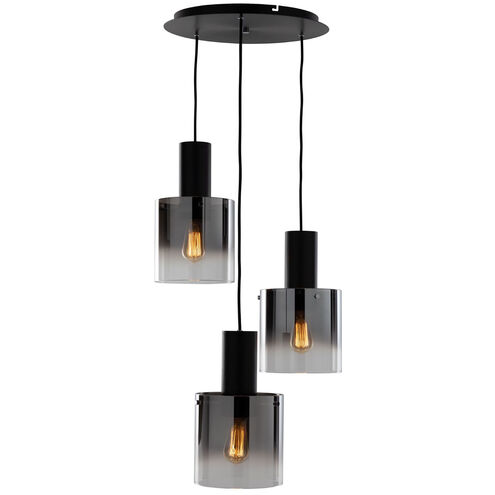 Henley LED 19.75 inch Satin Black and Smoke Glass Chandelier Ceiling Light