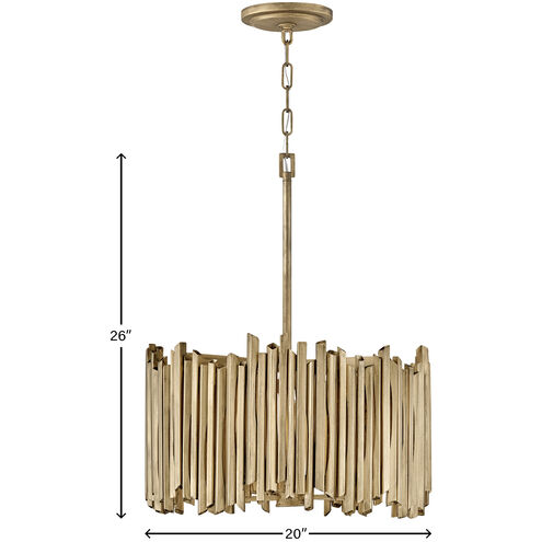Lisa McDennon Roca LED 20 inch Burnished Gold Indoor Pendant Ceiling Light, Convertible to Semi-Flush