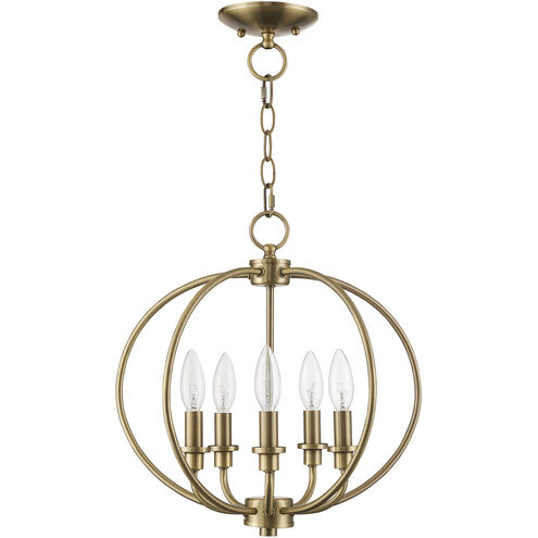 Milania 5 Light 16 inch Antique Brass Convertible Mini Chandelier/Ceiling Mount Ceiling Light