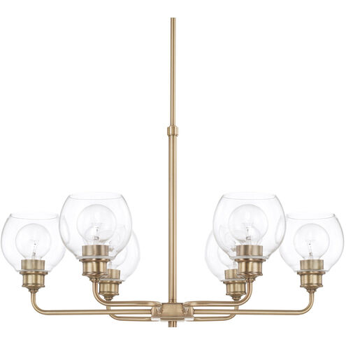 Capital Lighting Mid Century 6 Light 30 inch Aged Brass Chandelier Ceiling Light 421161AD-426 - Open Box