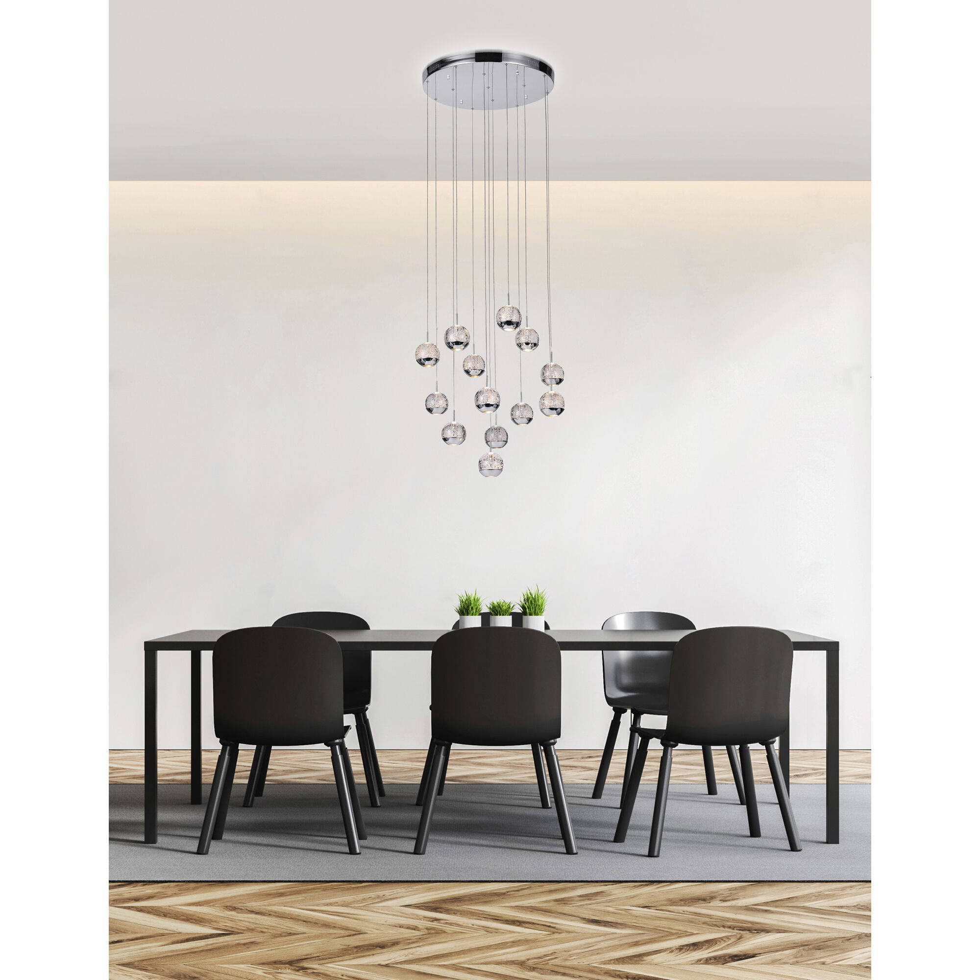 Perrier LED 24 inch Chrome Multi Light Pendant Ceiling Light