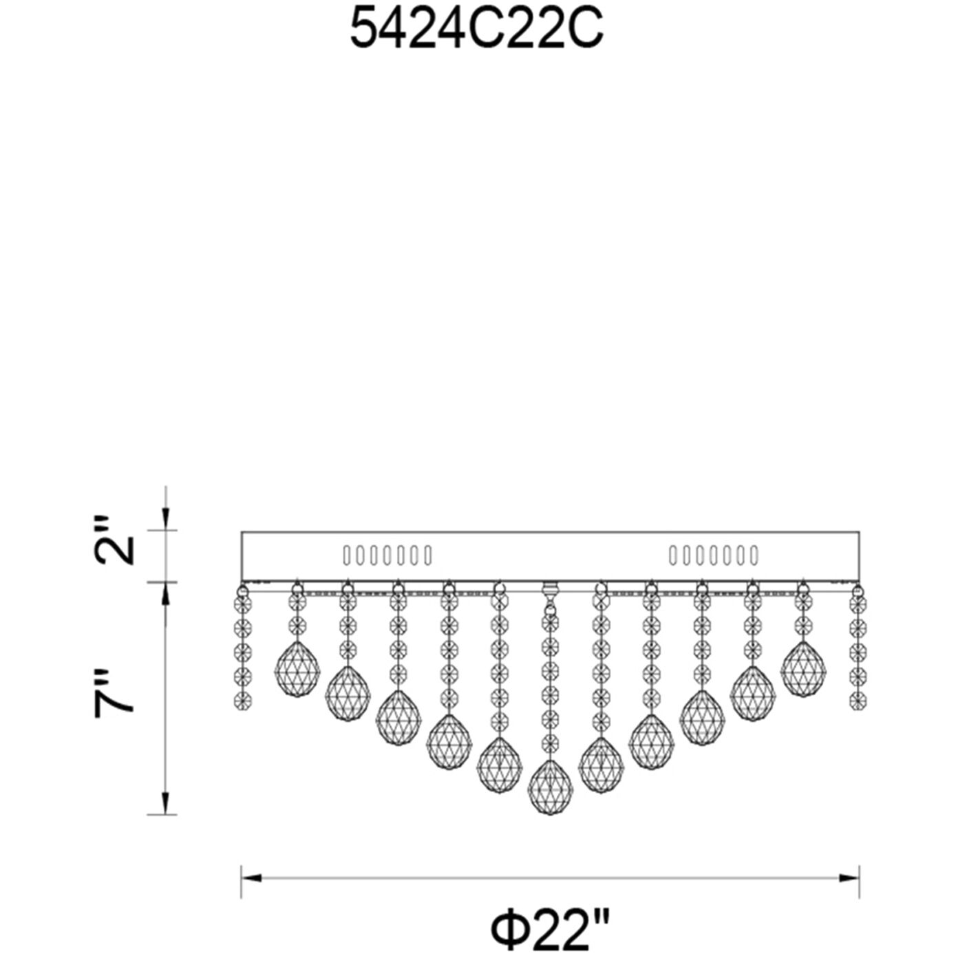 Cascade 10 Light 22 inch Chrome Drum Shade Flush Mount Ceiling Light