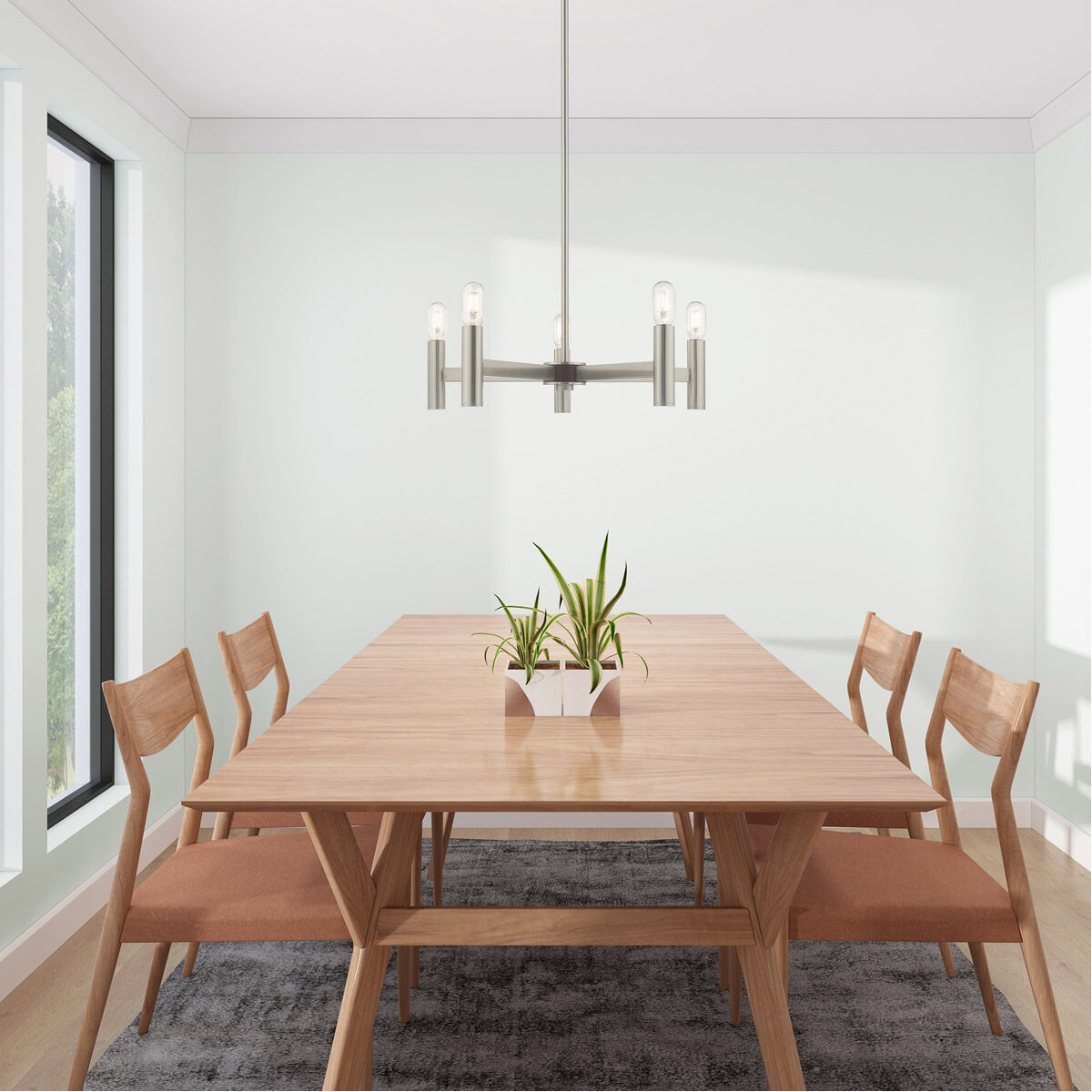 Copenhagen 5 Light 25 inch Brushed Nickel Chandelier Ceiling Light