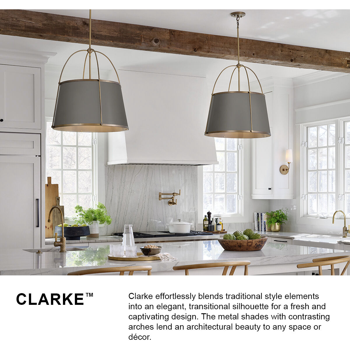 Hinkley 4893PN Clarke 2 Light 15 inch Polished Nickel with Matte White Indoor Semi Flush Mount Ceiling Light