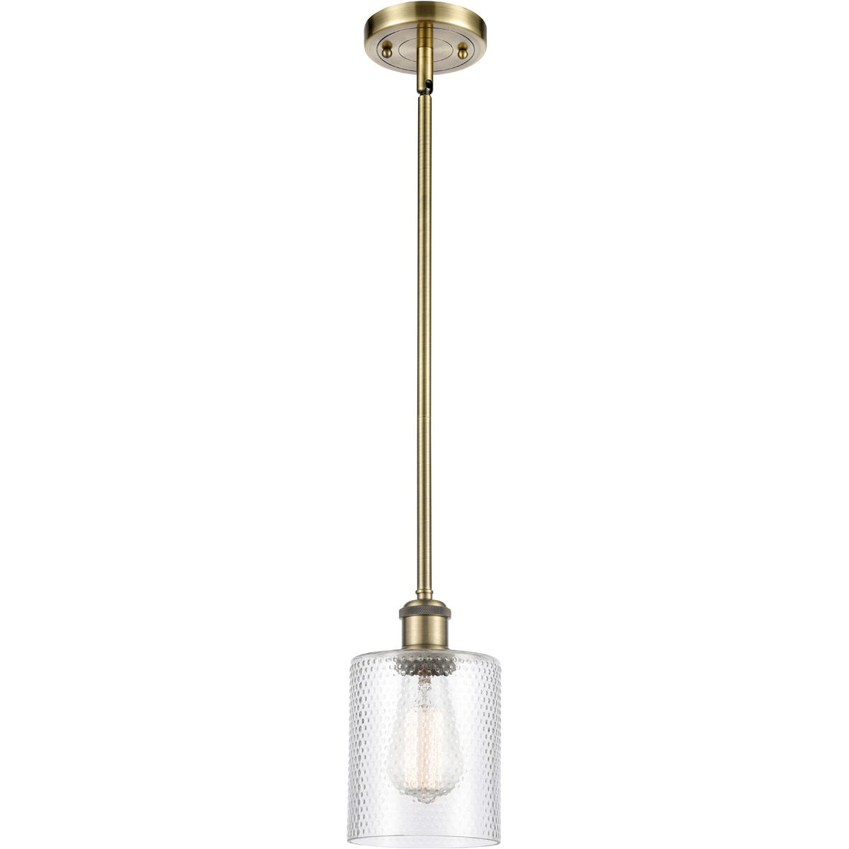 Ballston Cobbleskill LED 5 inch Antique Brass Pendant Ceiling Light in Clear Glass, Ballston