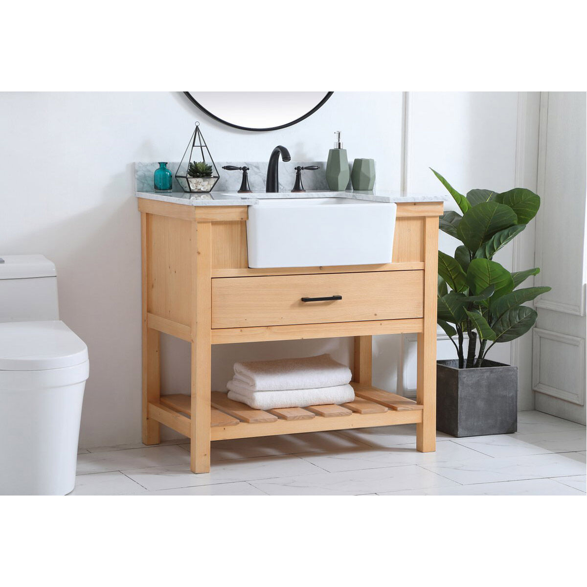 Clement 36 X 22 X 34 inch Natural Wood Bathroom Vanity Cabinet