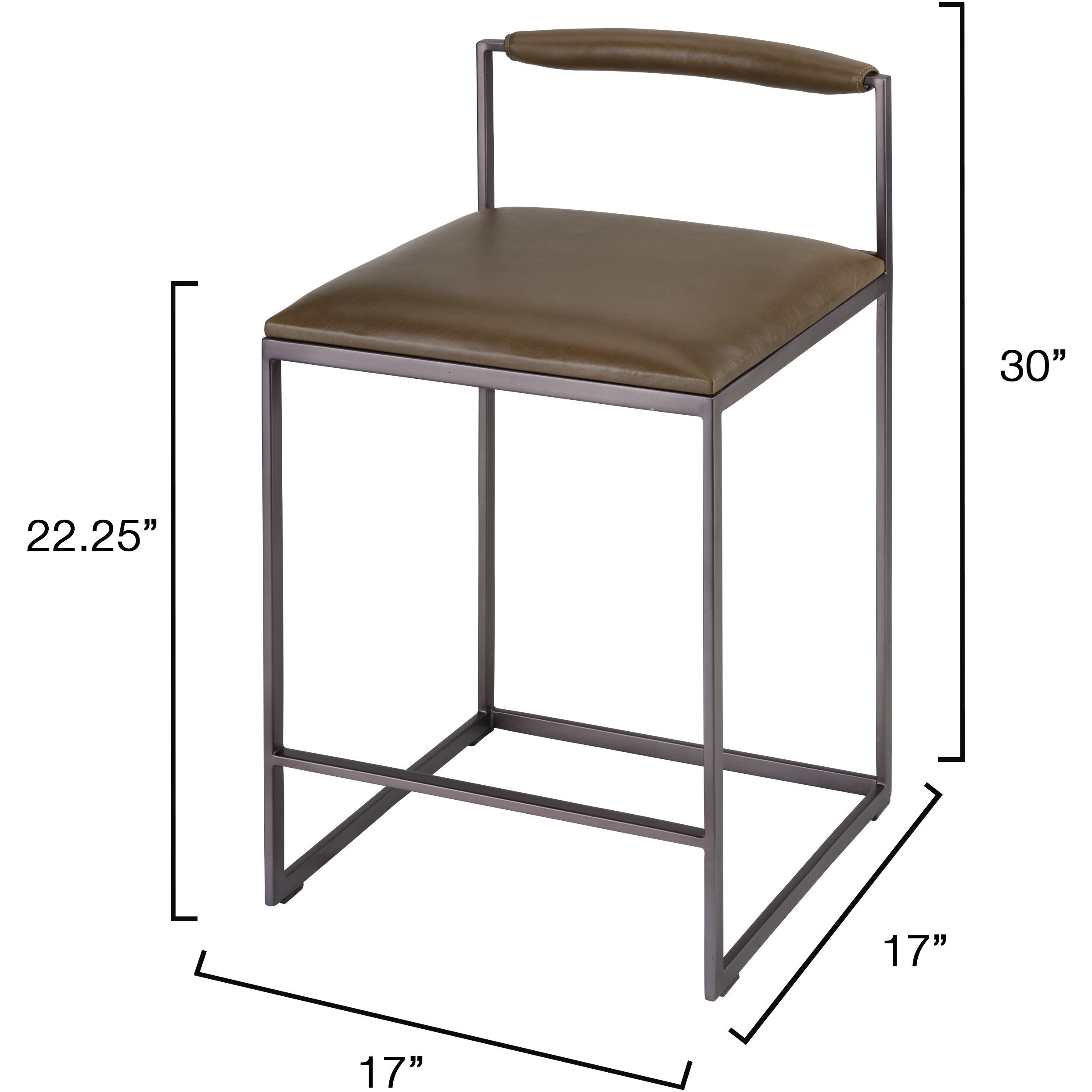 Bradbury 30 inch Truffle Leather and Black Counter Stool, Inline