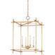 Huck 4 Light 22 inch Vintage Gold Leaf Pendant Ceiling Light