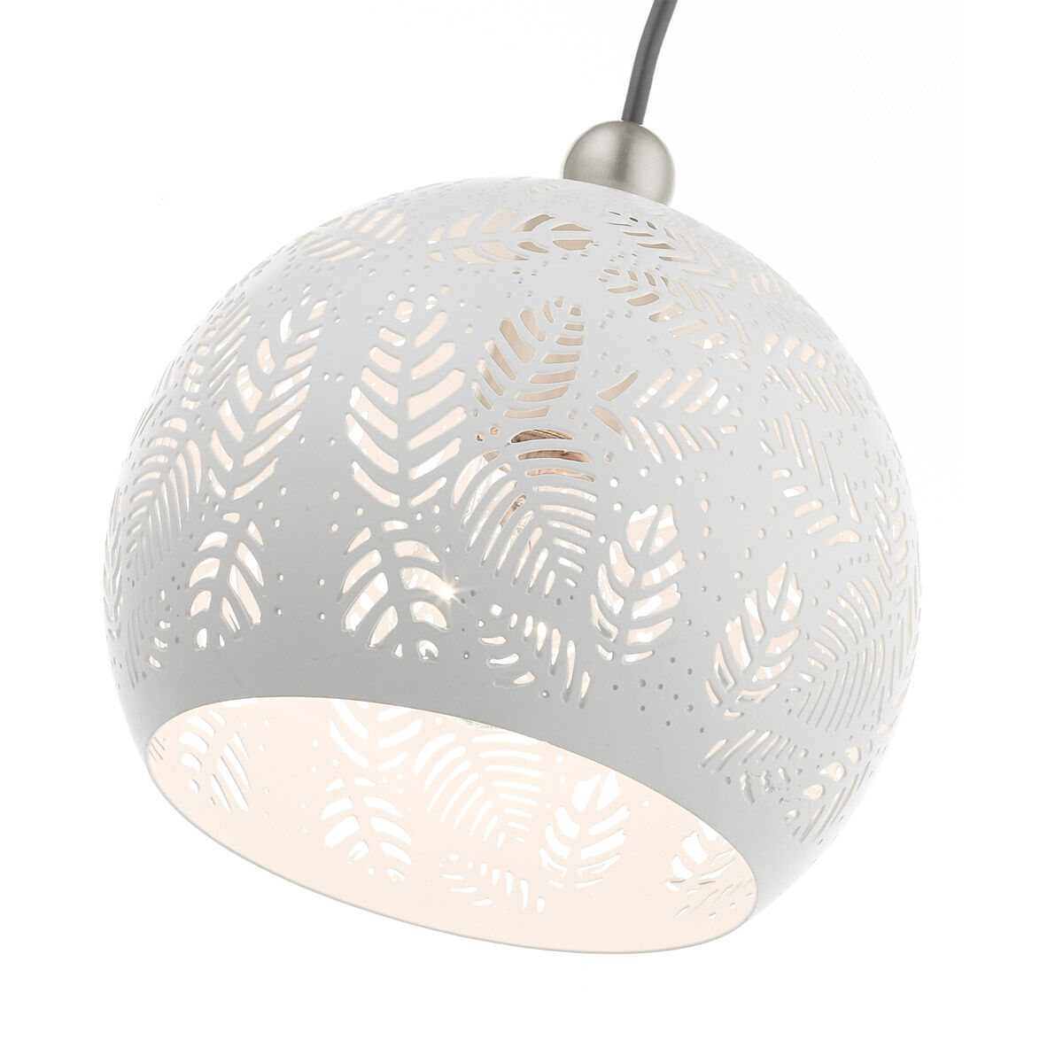 Chantily 1 Light 8 inch White with Brushed Nickel Accents Pendant Ceiling Light