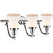Franklin Restoration Bellmont 3 Light 28 inch Polished Chrome Bath Vanity Light Wall Light in Matte White Glass, Franklin Restoration