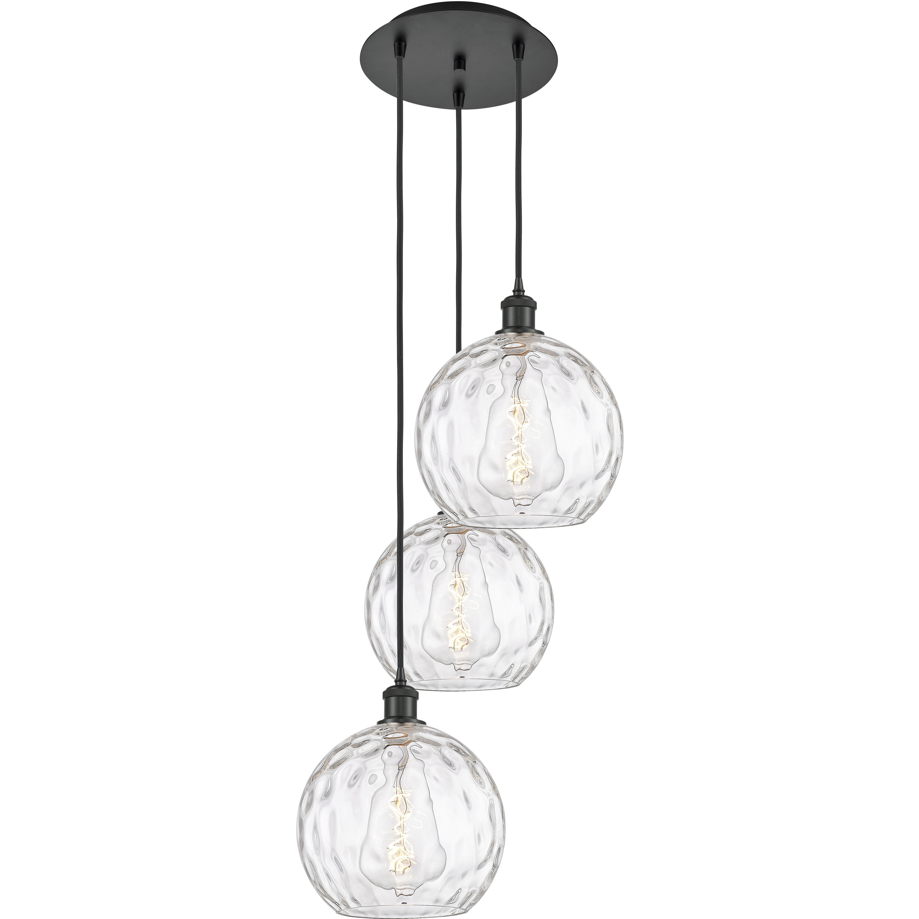 Ballston Athens Water Glass 3 Light 17 inch Matte Black Multi-Pendant Ceiling Light