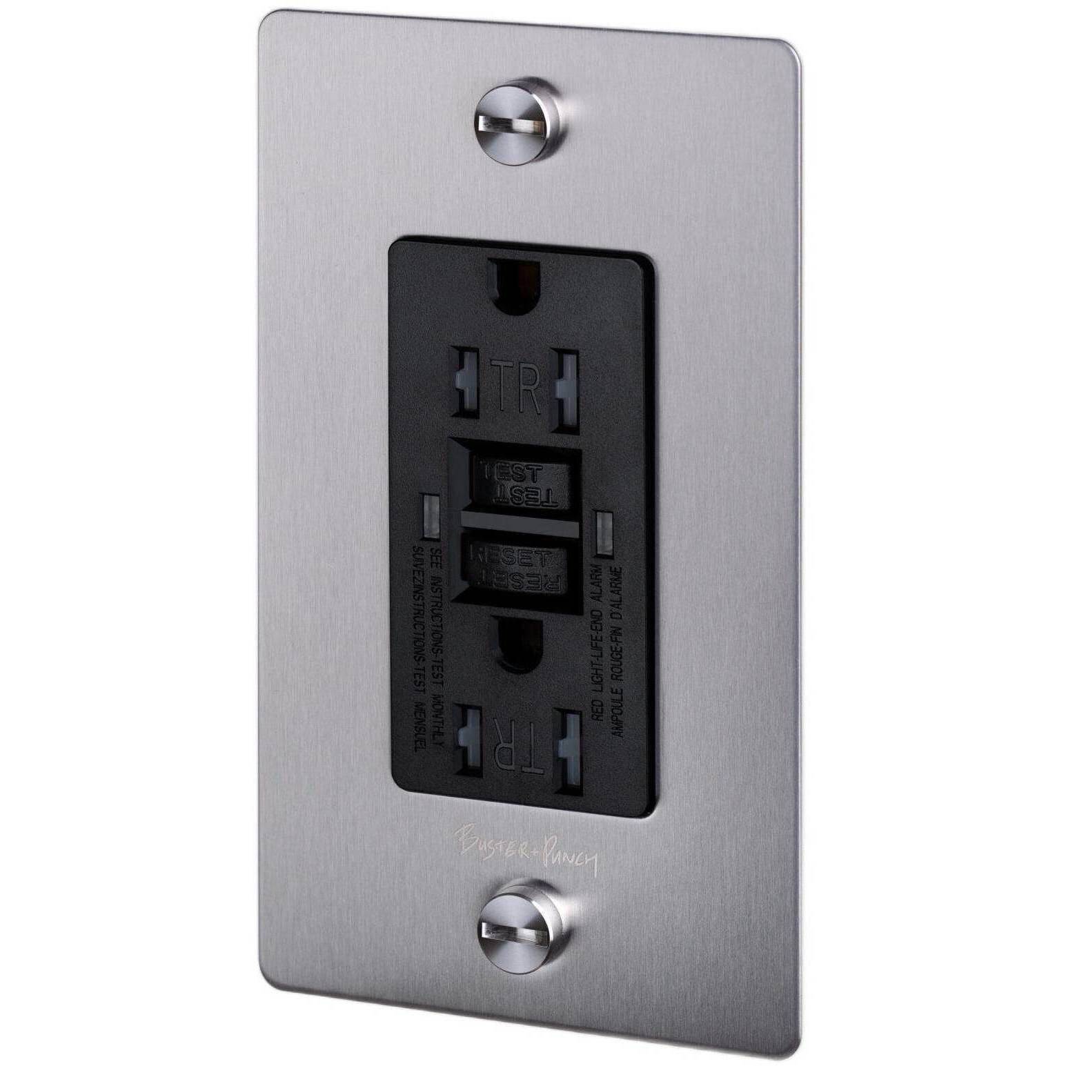 1G Duplex 125 Steel Outlet, GFCI