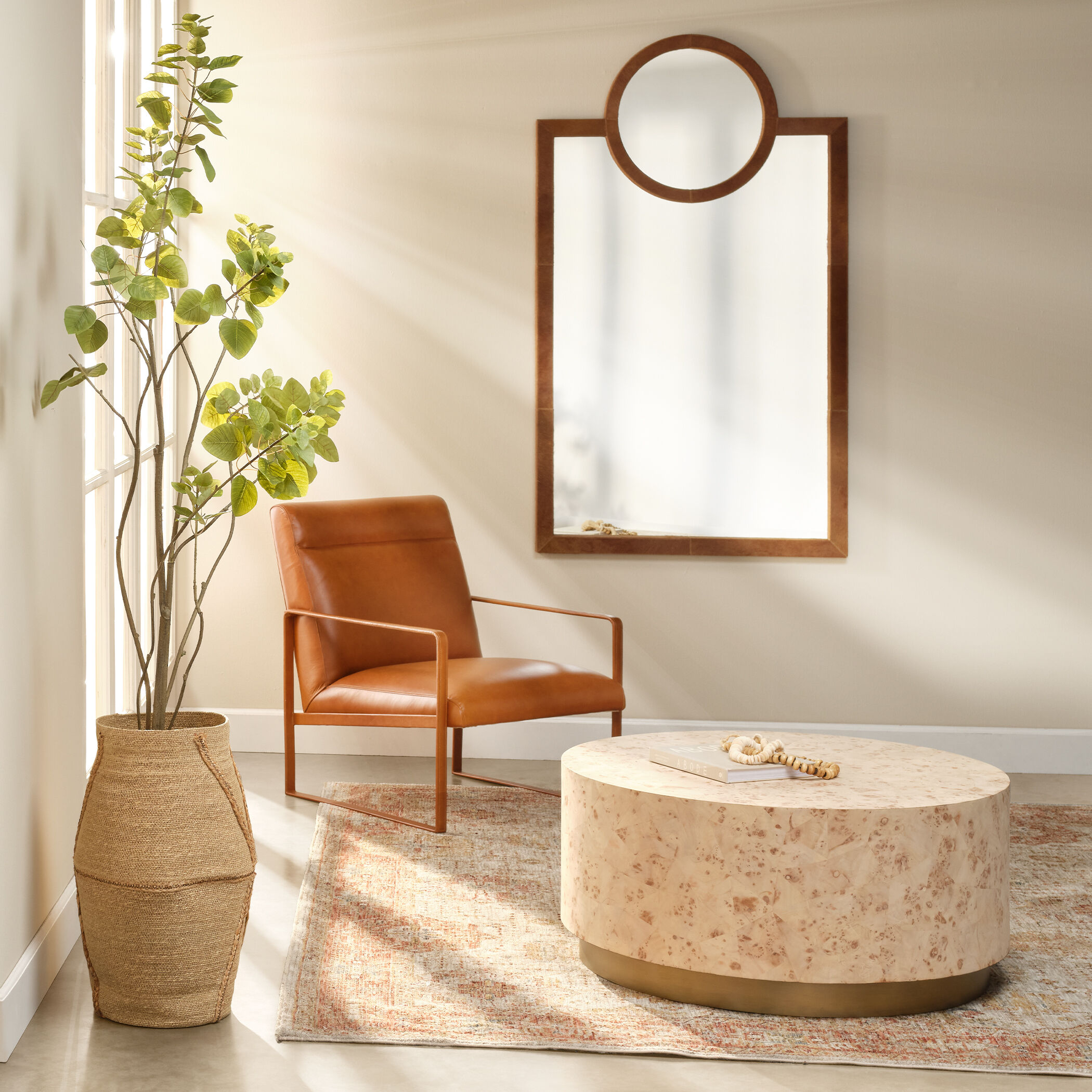 Configuration 36 X 16.5 inch Bleached Burl Veneer Coffee Table, Inline