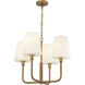 Alora Mood Plisse 4 Light 22.5 inch Aged Gold/Opal Matte Glass Chandelier Ceiling Light