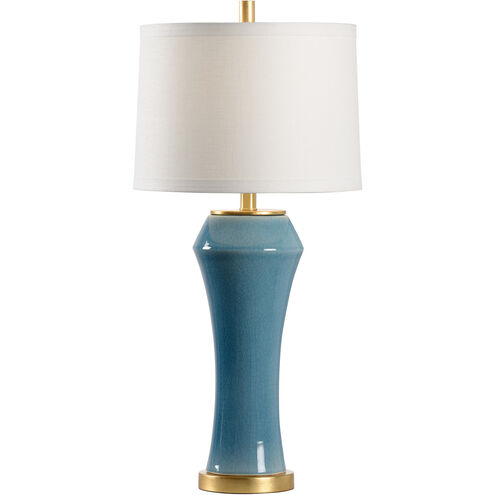 Jamie Merida 30 inch 100.00 watt Gray Blue Crackle Glaze/Antique Gold Leaf Table Lamp Portable Light