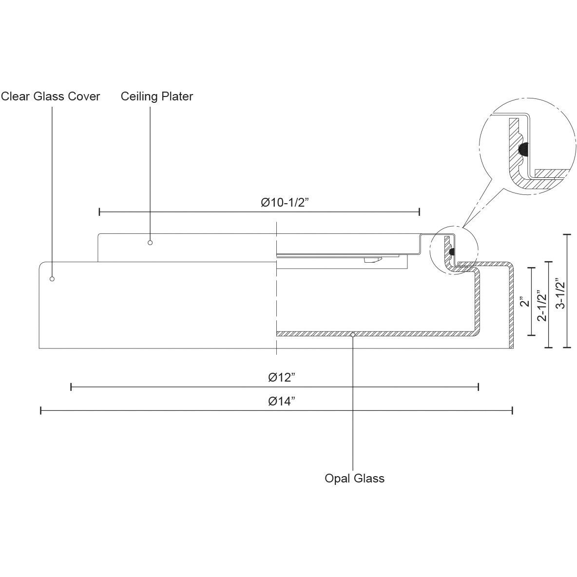 Aston LED 14 inch Clear Flush Mount Ceiling Light