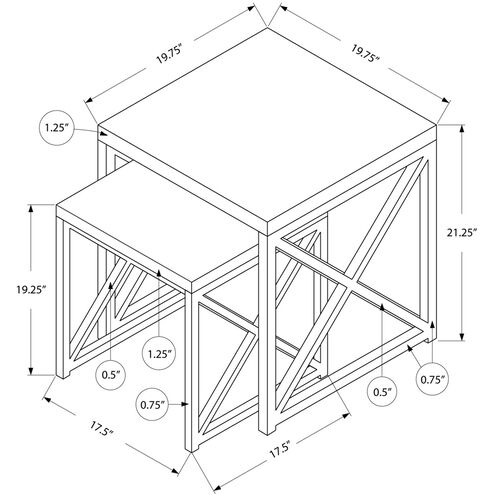 Cortland 21 X 20 inch Dark Taupe Nesting Table, 2-Piece Set