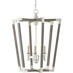 Bastian 3 Light 24 inch Chateau Gray/Contemporary Silver Leaf Chandelier Ceiling Light, Small
