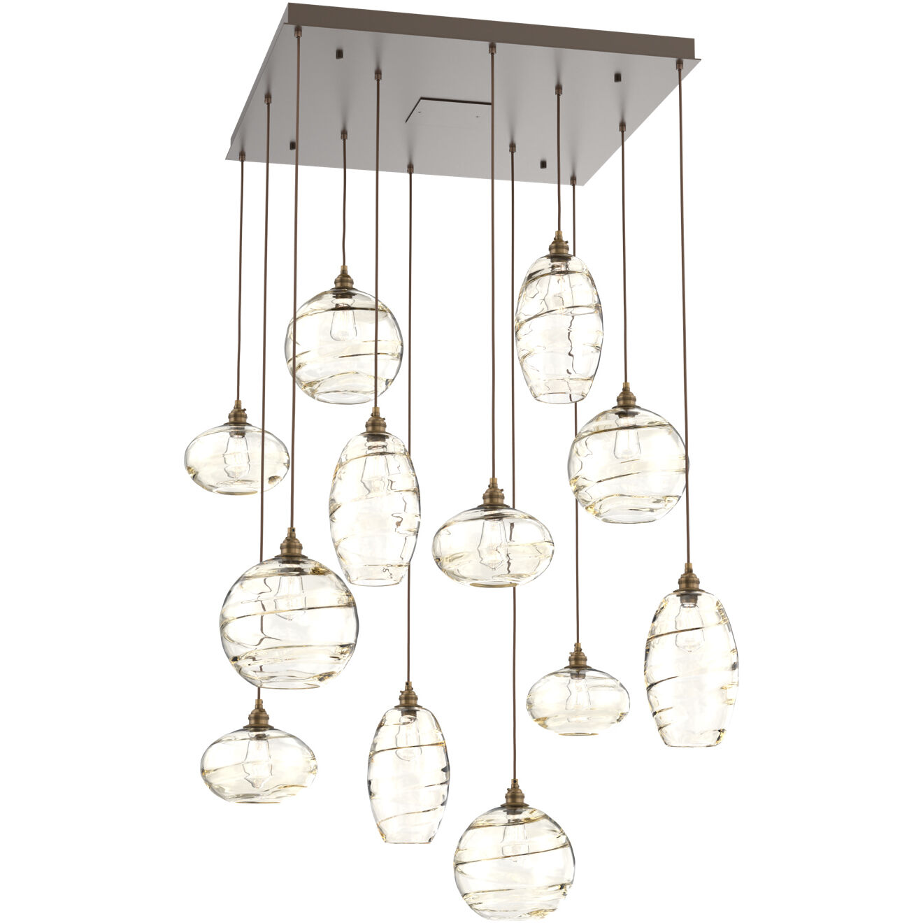 Misto 12 Light Flat Bronze Chandelier Ceiling Light, Square Multi-Port