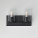 Lateral 2 Light 12 inch Black Bath Vanity Wall Light in Clear