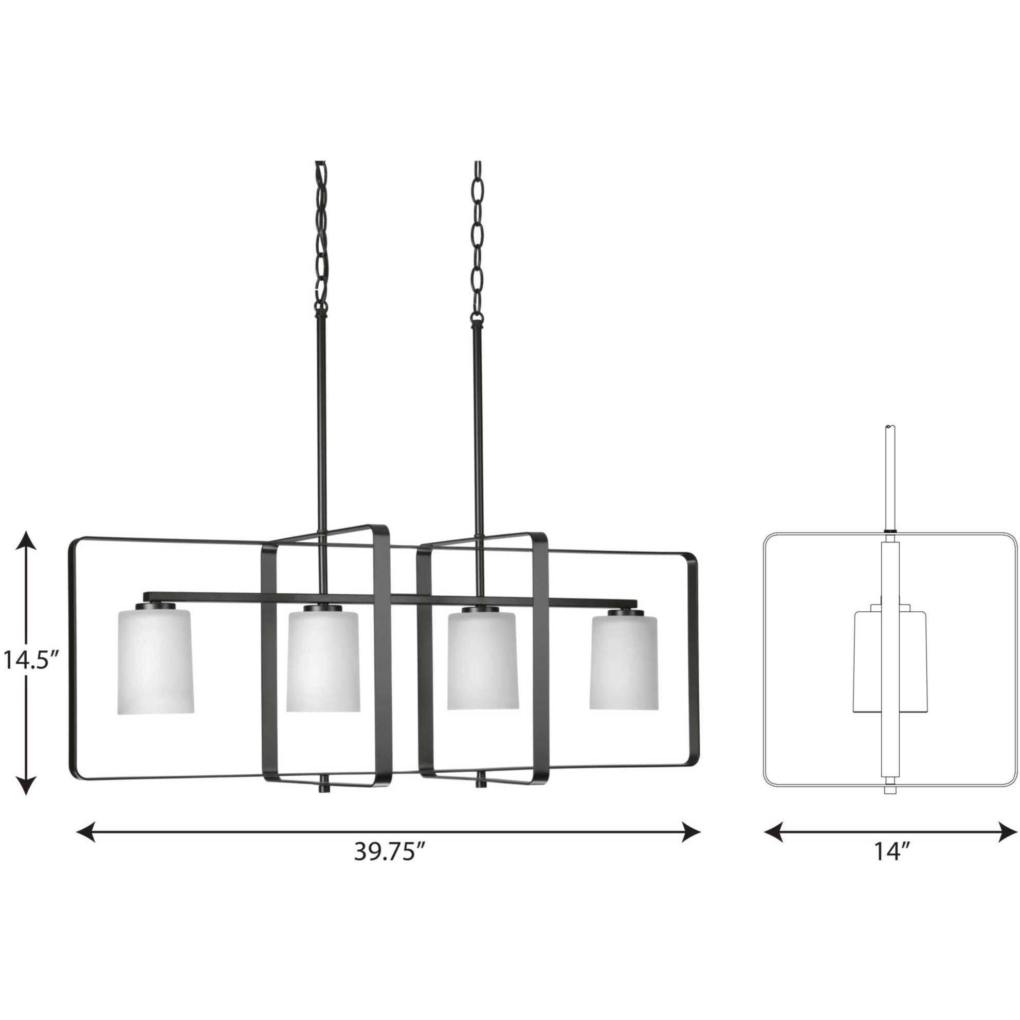 League 4 Light 40 inch Matte Black Island Chandelier Ceiling Light