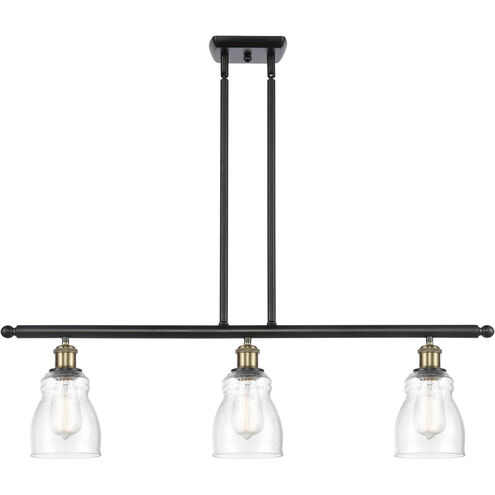 Ballston Ellery 3 Light 36 inch Black Antique Brass Island Light Ceiling Light in Seedy Glass, Ballston