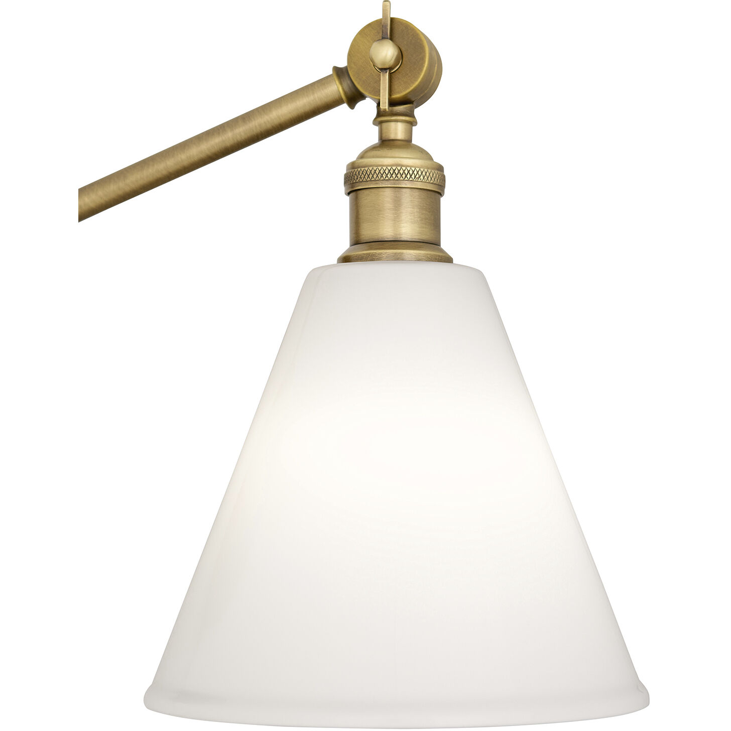Alloy 20.25 inch 60.00 watt Warm Brass Swing Arm Wall Sconce Wall Light in Cased White Glass
