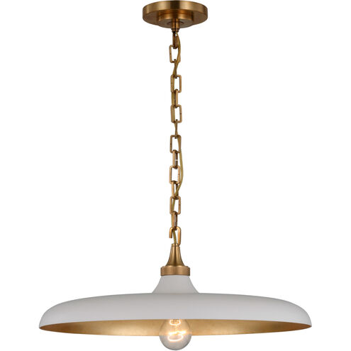Thomas O'Brien Piatto LED 18 inch Hand-Rubbed Antique Brass Pendant Ceiling Light in Plaster White, Medium