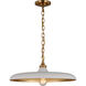 Thomas O'Brien Piatto LED 18 inch Hand-Rubbed Antique Brass Pendant Ceiling Light in Plaster White, Medium