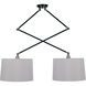 Uptown 2 Light Black and Satin Nickel Double Adjustable Pendant Ceiling Light