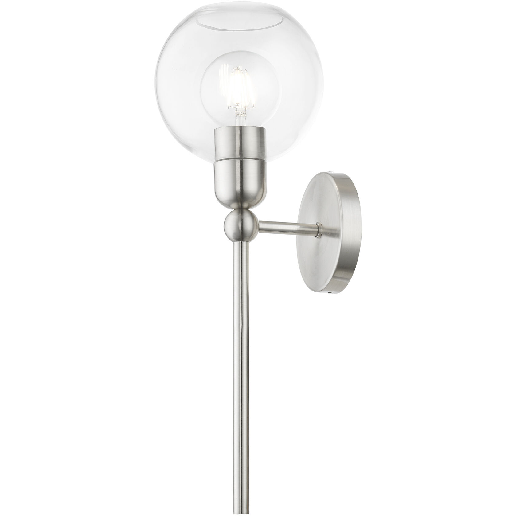 Downtown 1 Light 7 inch Brushed Nickel Single Sconce Wall Light, Sphere