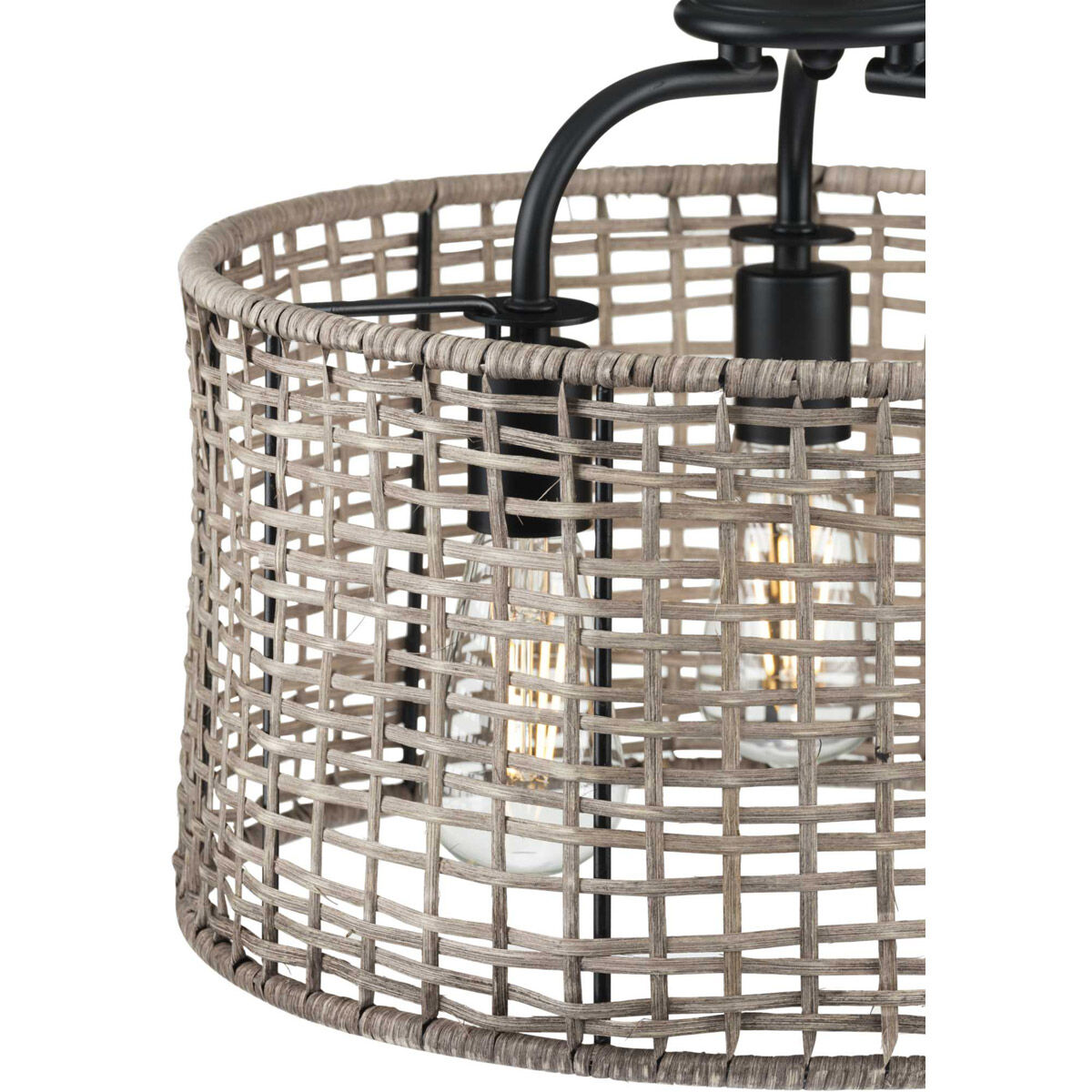 Lavelle 3 Light 16 inch Matte Black Semi Flush Mount Ceiling Light, Pendant Convertible