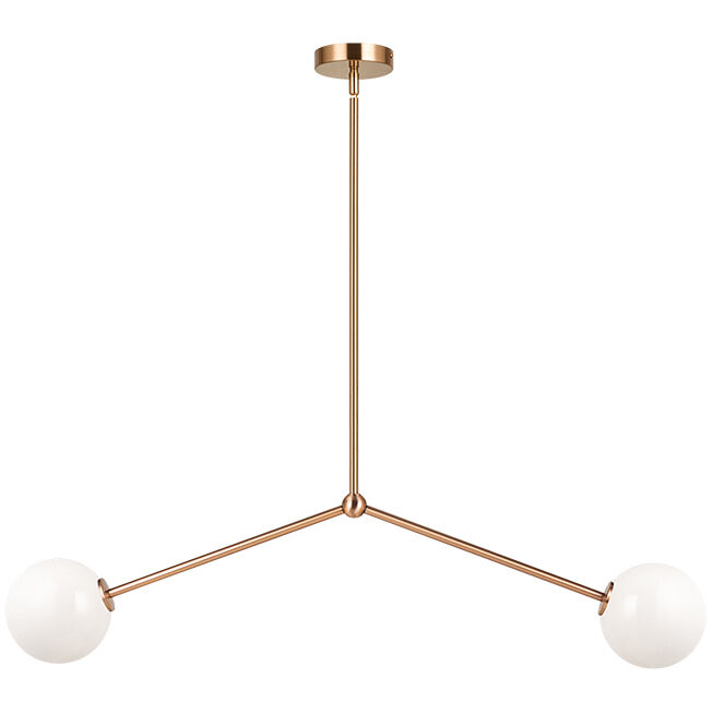 Novo 2 Light 39.5 inch Aged Gold Brass Pendant Ceiling Light in Aged Gold Brass and Opal Glass