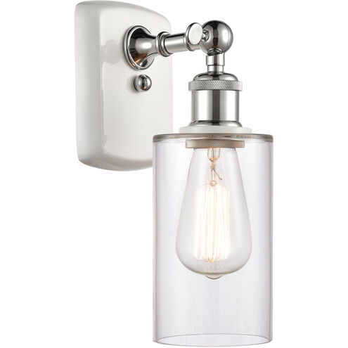 Ballston Clymer LED 4 inch White and Polished Chrome Sconce Wall Light in Clear Glass, Ballston