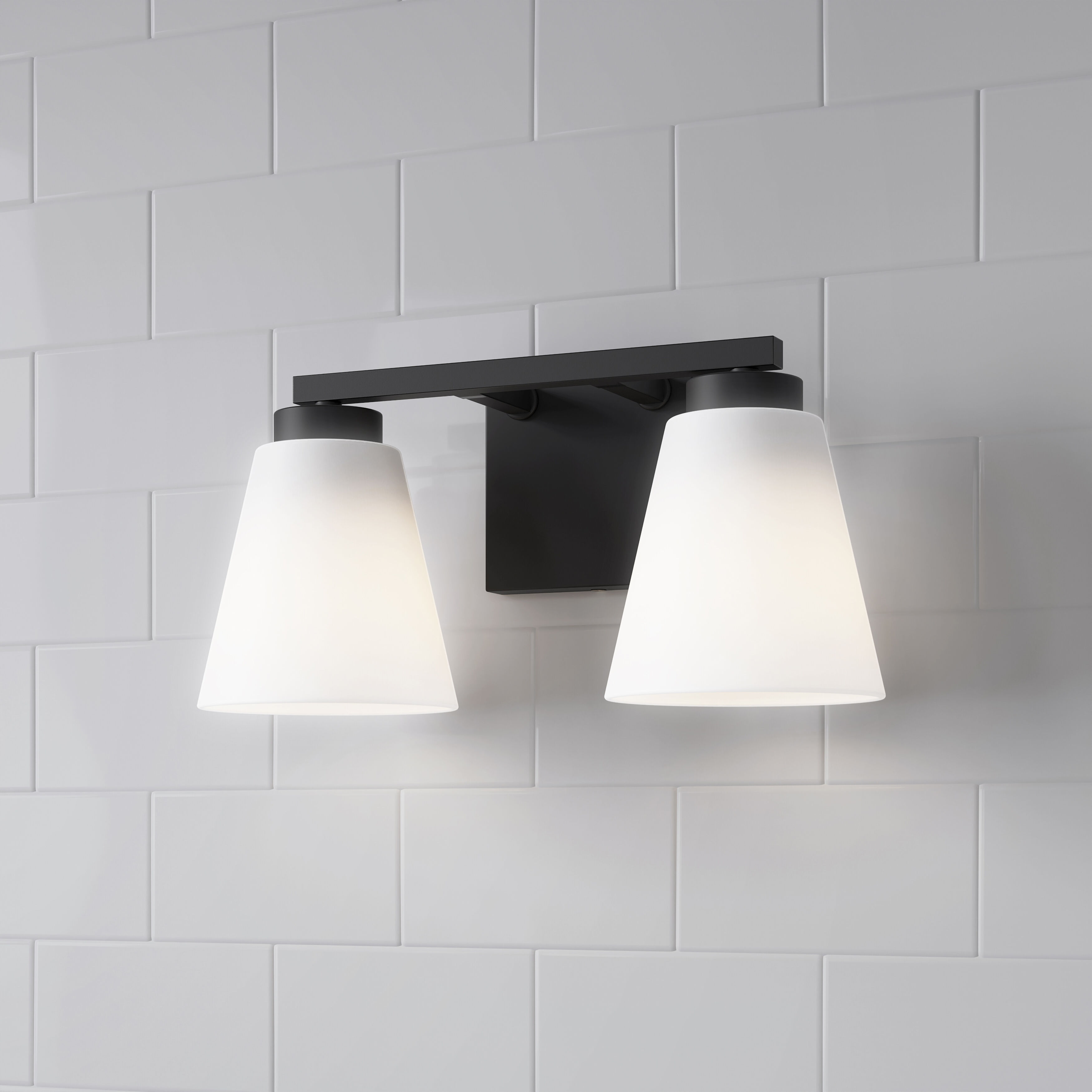 Strayhan 2 Light 13 inch Matte Black Bathroom Vanity Light Wall Light