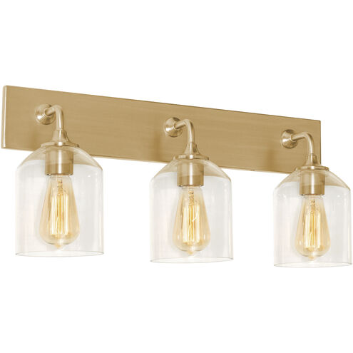 William 3 Light 24 inch Satin Brass Bath Vanity Wall Light