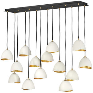 Lisa McDennon Nula LED 49 inch Shell White with Gold Leaf Indoor Linear Chandelier Ceiling Light