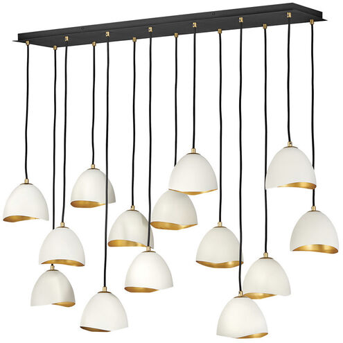 Lisa McDennon Nula 14 Light 48.5 inch Shell White with Gold Leaf Indoor Linear Chandelier Ceiling Light