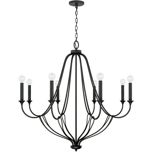 Bentley 8 Light 38 inch Black Iron Chandelier Ceiling Light
