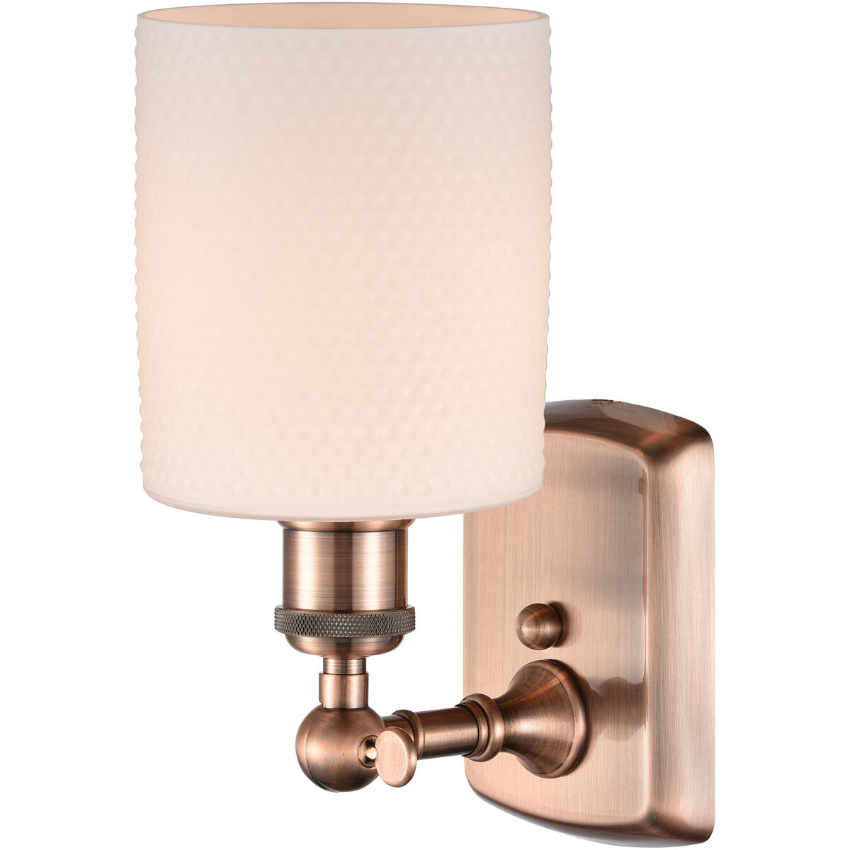 Ballston Cobbleskill 1 Light 5 inch Antique Copper Sconce Wall Light in Matte White Glass, Ballston