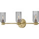 Naomi 3 Light 24 inch Lacquered Brass Bath Light Wall Light in Smoked Glass