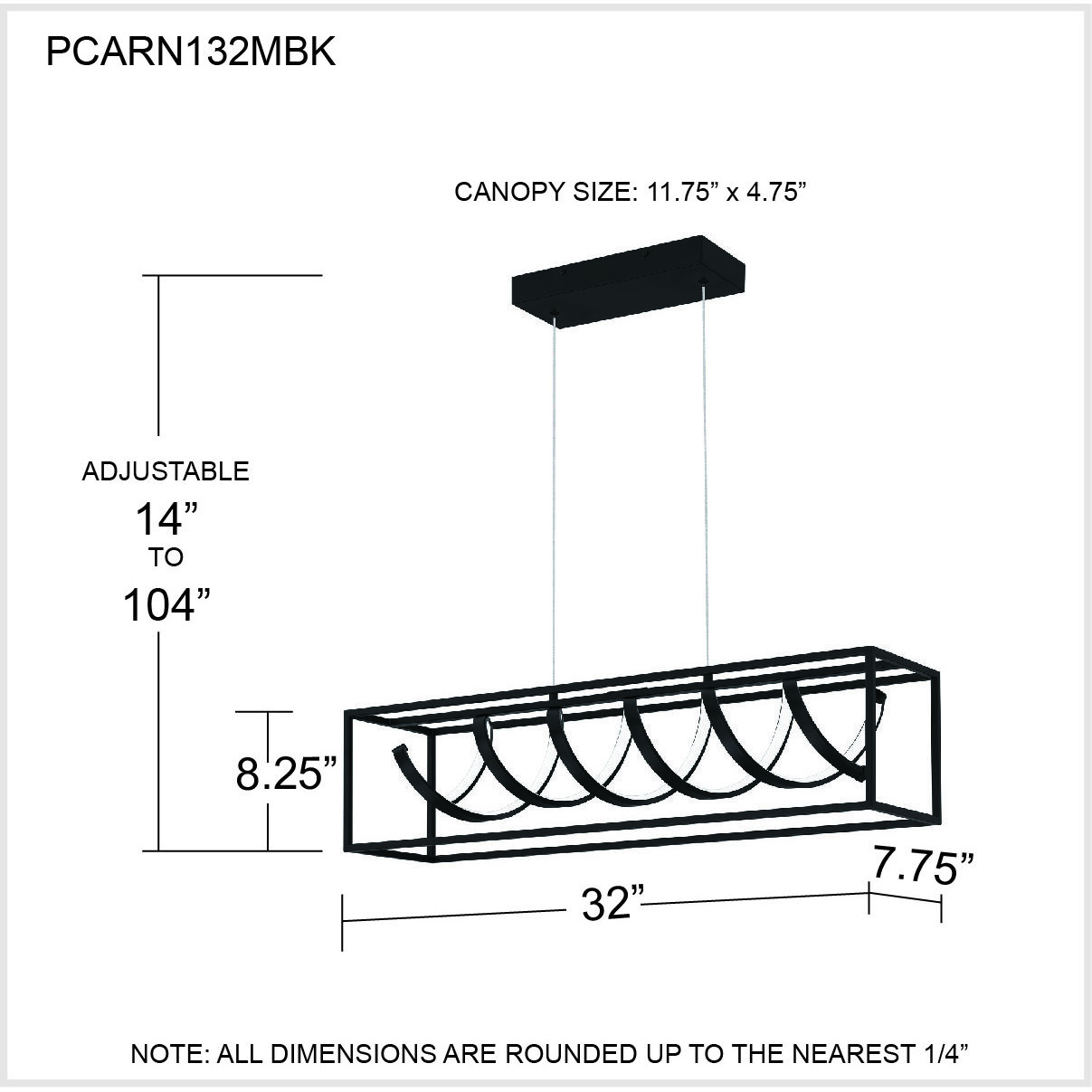 Amaranth LED 32 inch Matte Black Island Light Ceiling Light